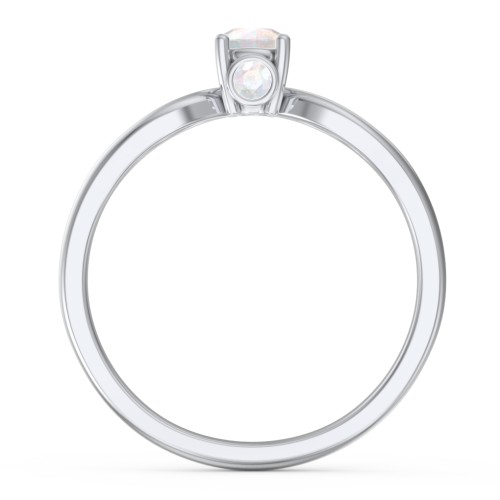 1/4 ct. Round Gemstone Split Peek-A-Boo Engagement Ring – Sterling Silver with Opal
