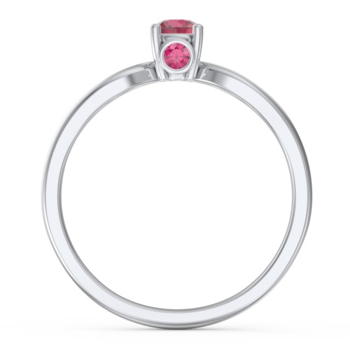 1/4 ct. Round Gemstone Split Peek-A-Boo Engagement Ring – Sterling Silver with Ruby