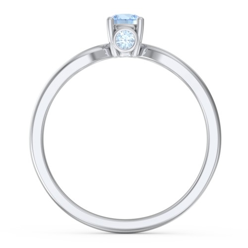 1/4 ct. Round Gemstone Split Peek-A-Boo Engagement Ring – Sterling Silver with Blue Topaz