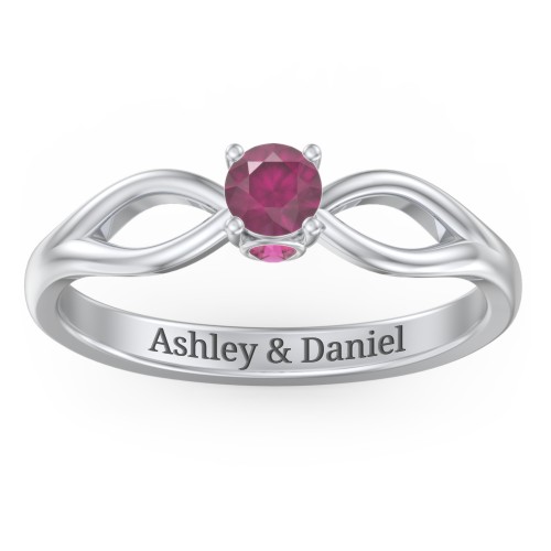 1/4 ct. Round Gemstone Split Peek-A-Boo Engagement Ring – Sterling Silver with Ruby