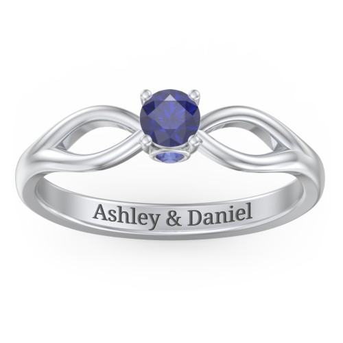 1/4 ct. Round Gemstone Split Peek-A-Boo Engagement Ring – Sterling Silver with Blue Sapphire