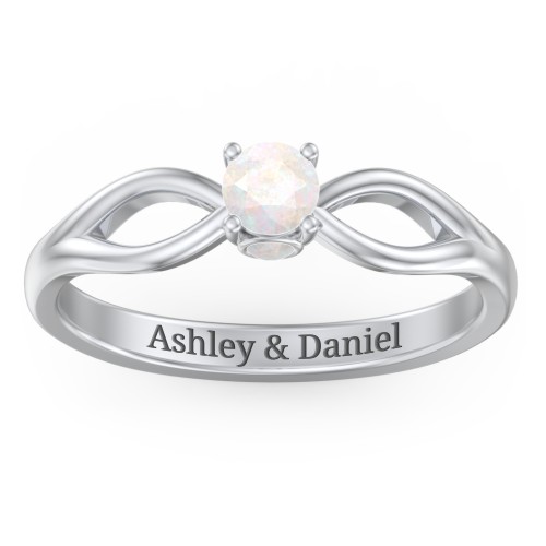 1/4 ct. Round Gemstone Split Peek-A-Boo Engagement Ring – Sterling Silver with Opal