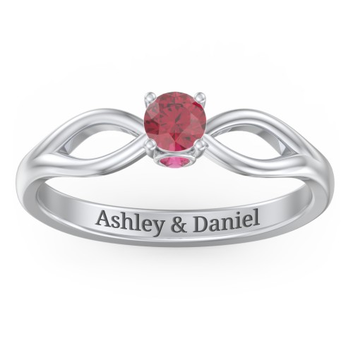 1/4 ct. Round Gemstone Split Peek-A-Boo Engagement Ring – Sterling Silver with Ruby