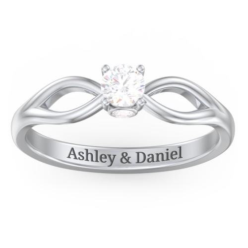 1/4 ct. Round Gemstone Split Peek-A-Boo Engagement Ring – Sterling Silver with White Sapphire and Cubic Zirconia