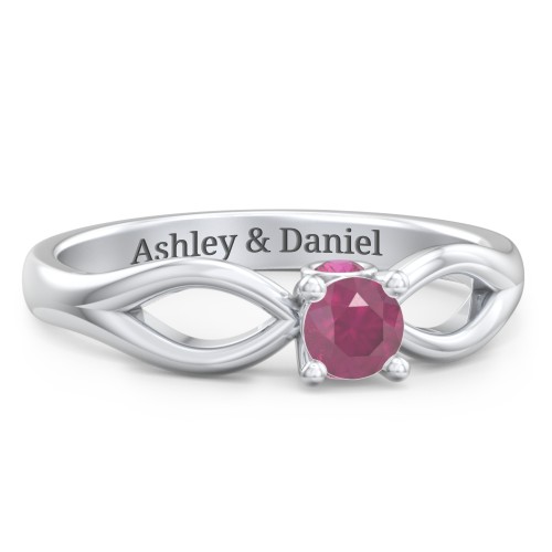 1/4 ct. Round Gemstone Split Peek-A-Boo Engagement Ring – Sterling Silver with Ruby