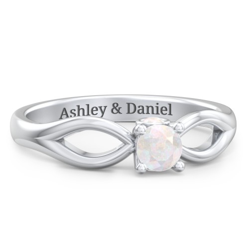 1/4 ct. Round Gemstone Split Peek-A-Boo Engagement Ring – Sterling Silver with Opal