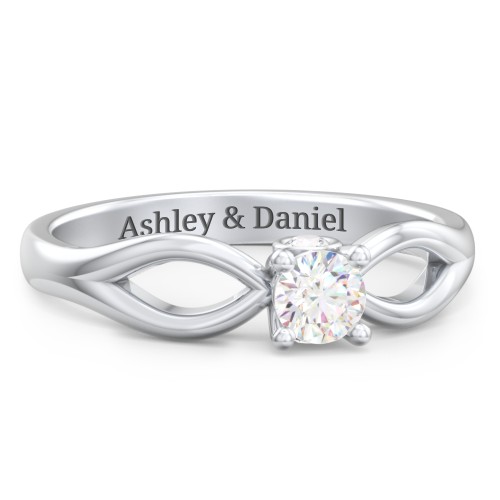 1/4 ct. Round Gemstone Split Peek-A-Boo Engagement Ring – Sterling Silver with White Sapphire and Cubic Zirconia