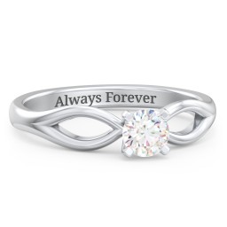 1/3 ct. Round Gemstone Split Engagement Ring in 925 Sterling Silver with White Premium Zirconia