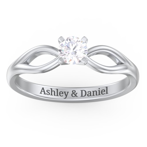 1/3 ct. Round Gemstone Split Engagement Ring – Sterling Silver with White Premium Zirconia