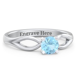 1/2 ct. Round Gemstone Split Engagement Ring in 925 Sterling Silver with Blue Topaz