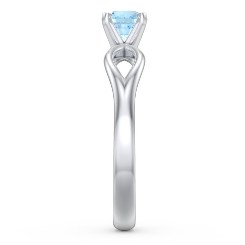 1/2 ct. Round Gemstone Split Engagement Ring – Sterling Silver with Blue Topaz