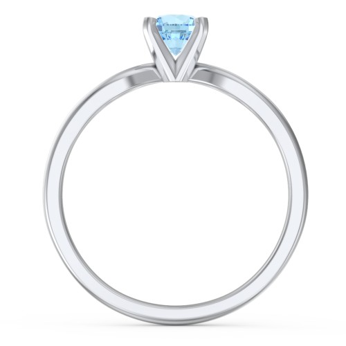 1/2 ct. Round Gemstone Split Engagement Ring – Sterling Silver with Blue Topaz