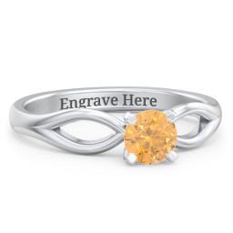 1/2 ct. Round Gemstone Split Engagement Ring in 925 Sterling Silver with Citrine