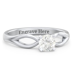 1/2 ct. Round Gemstone Split Engagement Ring in 925 Sterling Silver with White Premium Zirconia