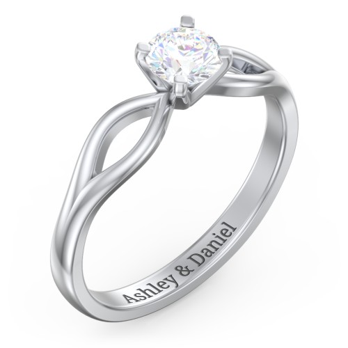 1/2 ct. Round Gemstone Split Engagement Ring – Sterling Silver with Lab Diamond