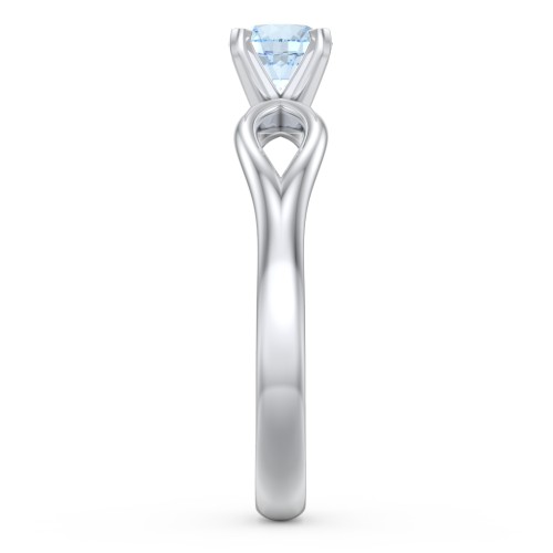 1/2 ct. Round Gemstone Split Engagement Ring – Sterling Silver with Aquamarine