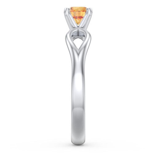 1/2 ct. Round Gemstone Split Engagement Ring – Sterling Silver with Citrine