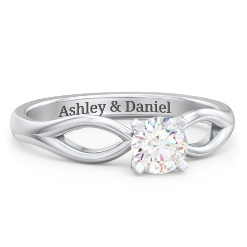 1/2 ct. Round Gemstone Split Engagement Ring – Sterling Silver with Lab Diamond