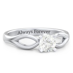 1/2 ct. Round Gemstone Split Peek-A-Boo Engagement Ring in 925 Sterling Silver with Cubic Zirconia