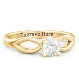 1/2 ct. Round Gemstone Split Peek-A-Boo Engagement Ring in 10K Solid Yellow Gold with Cubic Zirconia