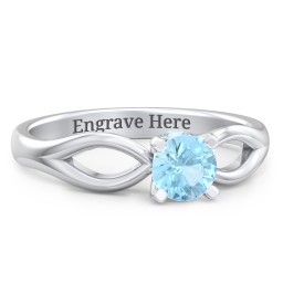 1/2 ct. Round Gemstone Split Peek-A-Boo Engagement Ring in 925 Sterling Silver with Blue Topaz
