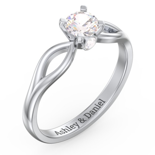 1/2 ct. Round Gemstone Split Peek-A-Boo Engagement Ring – Sterling Silver with Cubic Zirconia
