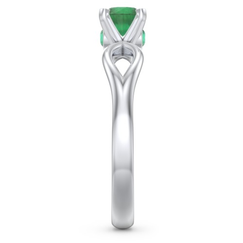 1/2 ct. Round Gemstone Split Peek-A-Boo Engagement Ring – Sterling Silver with Emerald