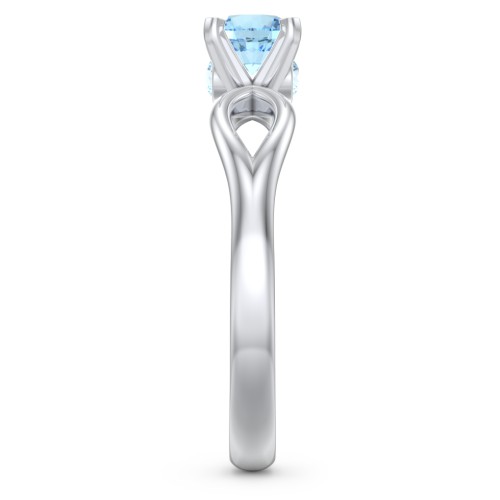 1/2 ct. Round Gemstone Split Peek-A-Boo Engagement Ring – Sterling Silver with Blue Topaz