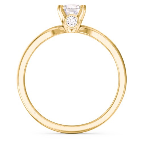 1/2 ct. Round Gemstone Split Peek-A-Boo Engagement Ring – 10K Yellow Gold with Cubic Zirconia
