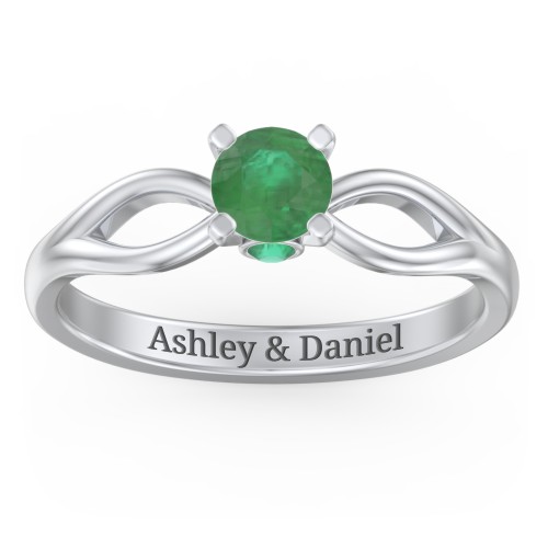 1/2 ct. Round Gemstone Split Peek-A-Boo Engagement Ring – Sterling Silver with Emerald