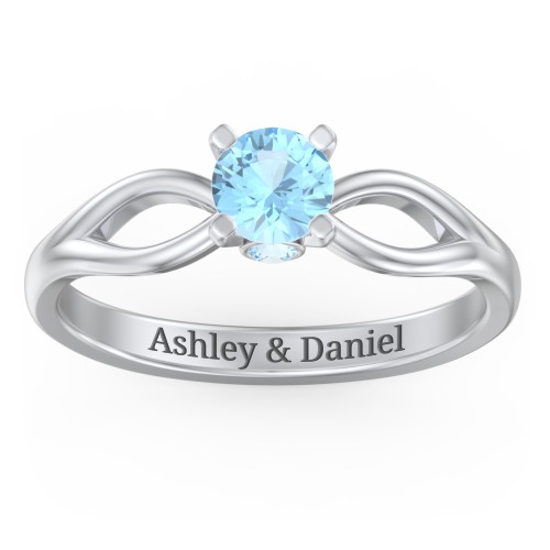 1/2 ct. Round Gemstone Split Peek-A-Boo Engagement Ring – Sterling Silver with Blue Topaz