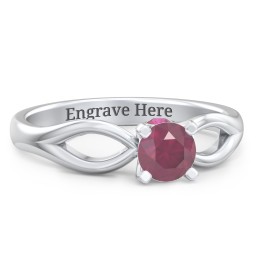 1/2 ct. Round Gemstone Split Peek-A-Boo Engagement Ring in 925 Sterling Silver with Ruby