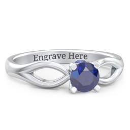 1/2 ct. Round Gemstone Split Peek-A-Boo Engagement Ring in 925 Sterling Silver with Blue Sapphire