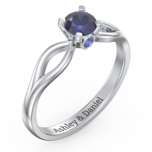 1/2 ct. Round Gemstone Split Peek-A-Boo Engagement Ring – Sterling Silver with Blue Sapphire