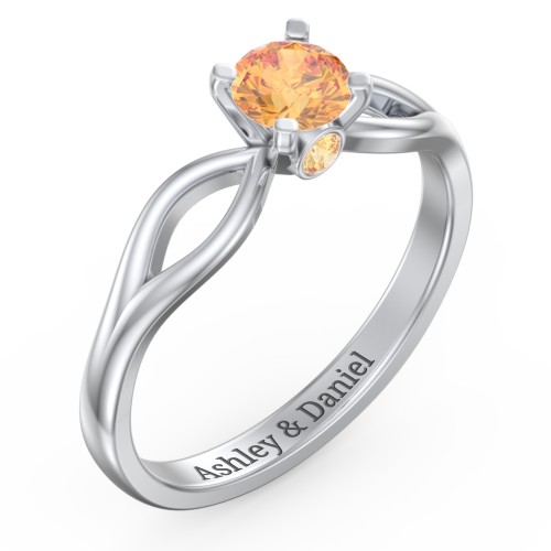 1/2 ct. Round Gemstone Split Peek-A-Boo Engagement Ring – Sterling Silver with Citrine