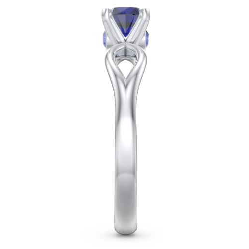 1/2 ct. Round Gemstone Split Peek-A-Boo Engagement Ring – Sterling Silver with Blue Sapphire