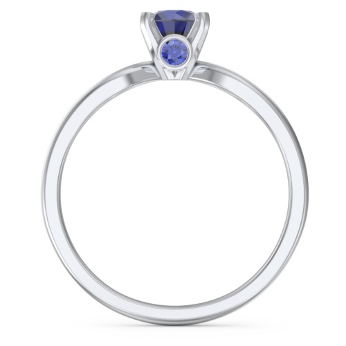 1/2 ct. Round Gemstone Split Peek-A-Boo Engagement Ring – Sterling Silver with Blue Sapphire