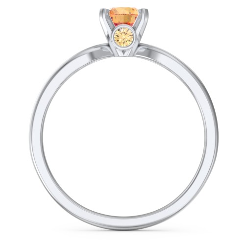 1/2 ct. Round Gemstone Split Peek-A-Boo Engagement Ring – Sterling Silver with Citrine