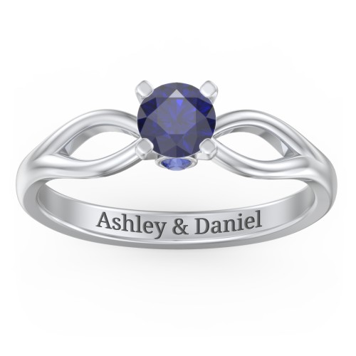 1/2 ct. Round Gemstone Split Peek-A-Boo Engagement Ring – Sterling Silver with Blue Sapphire