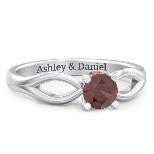 1/2 ct. Round Gemstone Split Peek-A-Boo Engagement Ring – Sterling Silver with Garnet