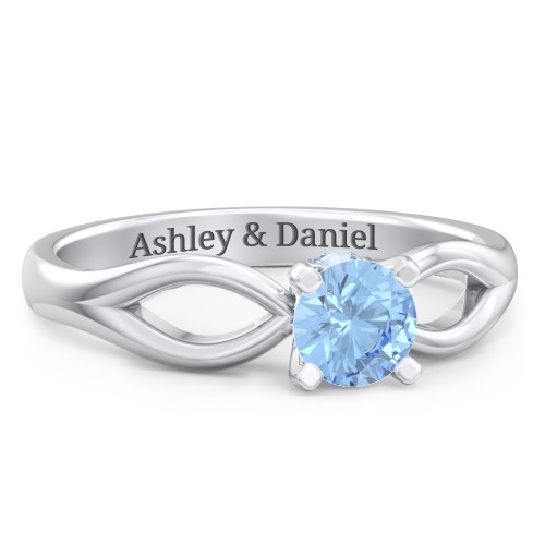 1/2 ct. Round Gemstone Split Peek-A-Boo Engagement Ring – Sterling Silver with Blue Topaz