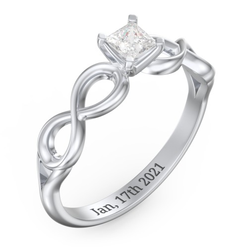 1/4 ct. Princess Gemstone Infinity Engagement Ring – 10K White Gold with White Premium Zirconia