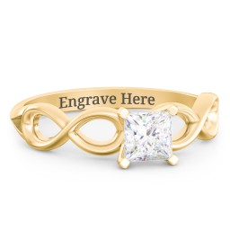 1/2 ct. Princess Gemstone Infinity Engagement Ring in 10K Solid Yellow Gold with White Premium Zirconia
