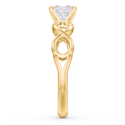 1/2 ct. Princess Gemstone Infinity Engagement Ring – 10K Yellow Gold with White Premium Zirconia