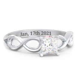 1/2 ct. Princess Gemstone Infinity Peek-A-Boo Engagement Ring in 925 Sterling Silver with White Premium Zirconia and Pink Tourmaline