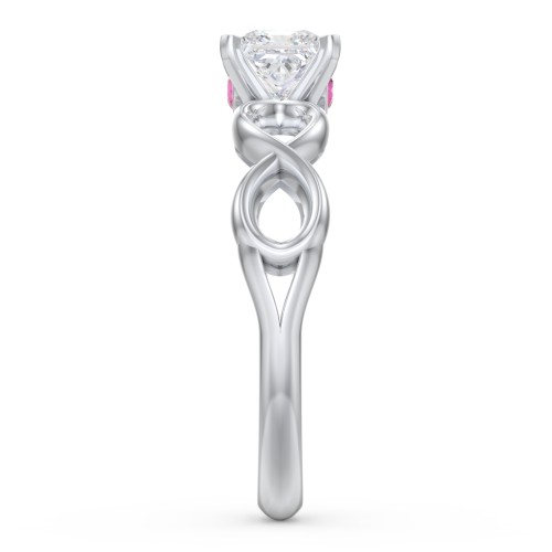1/2 ct. Princess Gemstone Infinity Peek-A-Boo Engagement Ring – Sterling Silver with White Premium Zirconia and Ruby