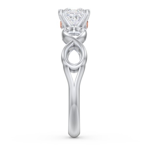 1/2 ct. Princess Gemstone Infinity Peek-A-Boo Engagement Ring – Sterling Silver with White Premium Zirconia and Garnet