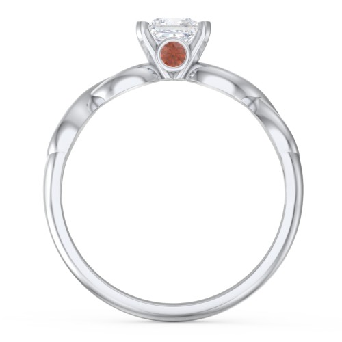 1/2 ct. Princess Gemstone Infinity Peek-A-Boo Engagement Ring – Sterling Silver with White Premium Zirconia and Garnet