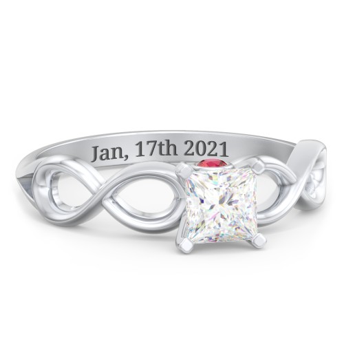 1/2 ct. Princess Gemstone Infinity Peek-A-Boo Engagement Ring