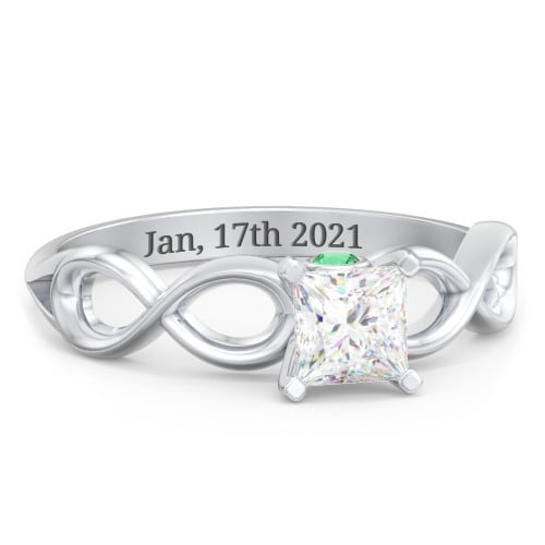 1/2 ct. Princess Gemstone Infinity Peek-A-Boo Engagement Ring